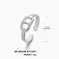 Minimalist silver stainless steel pig nose ring with adjustable open band for women - Silver H-link Style