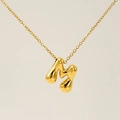 Polished gold titanium steel bubble M letter pendant necklace for women - Gold - Letter M