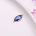 Marquise cut blue crystal connector in gold plated frame for DIY jewelry making - Sapphire Blue