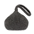 Dettaglio macro della borsa a goccia con strass e motivi in cristallo bianco e nero - Nero