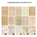 Vintage scrapbooking paper set with 15 handwriting and old postcard designs, 30 sheets - Handwritten Letter