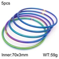 5pcs set of rainbow plated stainless steel bangles with 70mm inner diameter - Aurora Rainbow Plain Ring 5-Piece Set (KB181554-KFC)