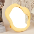 Bright yellow cloud-shaped desktop makeup mirror with an adjustable stand - Irregular Arc Makeup Mirror Yellow