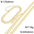 Set collana e bracciale a catena in acciaio inossidabile placcato oro 18K con moschettone - Bracciale / 6mm Oro