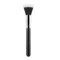 Dual-fiber stippling makeup brush with black and white synthetic bristles and silver ferrule - Black (187)
