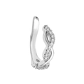 Silver twisted ear cuff with sparkling zircon inlay and mirror-polished finish - Zirconia Intertwined Style (KX370) / Silver