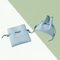 Light blue microfiber jewelry pouch with drawstring closure for rings and necklaces - Drawstring Style / 5*9cm / Light Blue