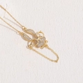 Collana placcata oro 14K con ciondolo a forma di gufo con zirconi e occhiali carini - Coniglio con Occhiali Dorato