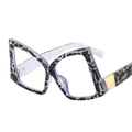 Fashion butterfly blue light glasses in black leopard pattern with gold accents - Grey Leopard Frame Transparent Lens