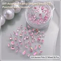 Bijoux d'ongles en zircon rose aurore formes mixtes avec flacon de rangement - Zircon à Revêtement Rose Aurora Transparent