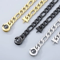 Collane a catena in acciaio titanio con fibbia in cristallo color oro nero e argento - Bracciale 21cm / Oro - Fibbia in Cristallo Nero