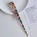 Colorful acetate fine-tooth tail comb with vibrant floral tortoise pattern for styling - Rainbow