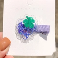 Cute purple grape hair clip for girls with shimmering sequins and transparent finish - Grapes