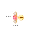 Pink opal and white zircon titanium labret stud with gold finish for body piercing - Pink Opal Style (T2561-4#)