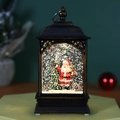 Bronze-Weihnachtslaterne mit Weihnachtsmann und glitzerndem Wasser für die Deko - Flacher Kristall Weihnachtsmann