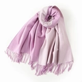 Elegant two-tone faux rabbit fur scarf in purple and light pink with soft tassels - Light Purple & Cream White