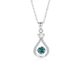 S925 sterling silver heartbeat necklace featuring a blue round moissanite pendant - 925 Silver / Green Moissanite White Gold