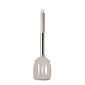 Spatola scanalata in silicone beige e acciaio inossidabile per utensili da cucina - Spatola forata / Cachi