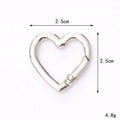 Silver zinc alloy heart shaped spring clasp for DIY bags, size 2.5x2.5cm, weight 4.8g - 25mm Heart Spring Ring / Silver