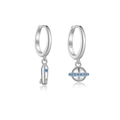 Orecchini asimmetrici in argento S925 a forma di razzo e pianeta con zircone blu - Argento 925 / Stile Razzo Pianeta Argento (MME658-1)