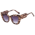 Fashion cat eye sunglasses with brown tortoise frame and purple gradient lenses - Leopard Frame Gradient Grey Lens