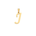 Polished 18K gold plated stainless steel letter J pendant with bail connector - Letter J