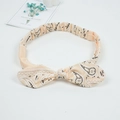 Peach paisley bunny ear knot elastic headband with soft fabric and bow tie design - Lemon Yellow Paisley