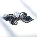 Barrette à cheveux élégante avec nœud bleu marine orné de cristaux strass brillants - Nœud Bleu Marine Grand 8cm