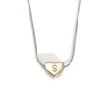 Minimalist silver stainless steel heart necklace with letter S on a sleek snake chain - Letter S (S143S-S)