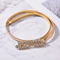 Ceinture élastique fine en métal doré avec boucle feuille pour robes et accessoires - Feuille simple / Doré