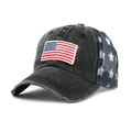 Dettaglio del cappello in stile vintage con bandiera USA e rete posteriore con stelle - Nero Bandiera USA