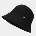 Minimalist black sun hat with textured fabric and metallic logo detail for summer - M(56-58cm) / Black
