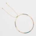 Handmade beaded bracelet with teal and rose gold beads featuring adjustable cord - Cyan Rose Gold Style (MI-B220140L) / Cyan and Rose Gold Patchwork