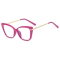 Women's cat-eye TR90 blue light blocking glasses with rose pink frame and metal temples - Purple Red Gold (C3)