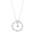 Collar de plata con colgante de círculo retorcido y una gema blanca brillante - Círculo de Torsión (K-905)