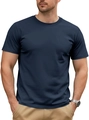 Men's navy blue cotton crew neck short sleeve t-shirt in a minimalist casual style - Navy Blue