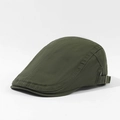 Army green retro cotton flat cap with adjustable metal buckle for a custom fit - Army Green