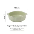 Ciotola da zuppa in ceramica verde con manici e strisce verticali, capacità 700ml - Verde Crema