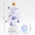 Carte de vœux sapin de Noël 3D avec motifs de flocons de neige en bleu et violet - Décoration de Noël Cristal - Bleu Blanc
