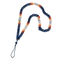 Macro detail of colorful resin phone strap chain with durable gold metal accents - SL1867-Dark Blue Orange Purple Red Mixed