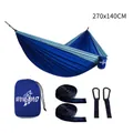 Blue nylon parachute hammock kit with straps and carabiners, size 270x140cm - 270x140cm / Elastic Band Style / Royal Blue/Sky Blue