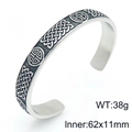 Vintage Viking cuff bracelet in silver steel with Celtic knot and cross relief pattern - Celtic Cross Ring Wide Style (KB207555-MZOZ)