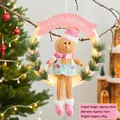 Ghirlanda natalizia con omino di pan di zenzero glitterato e striscione LED Feliz Navidad - Omino di Pan di Zenzero Luminoso Stile B
