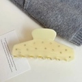 Elegant cream beige acetate shark hair claw clip with shimmering rhinestones detail - 10.5cm / Yellow