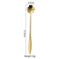 Goldener Kirschblütenlöffel aus Edelstahl mit Maßangaben, Gesamtlänge 17,6 cm - Gold Sakura Löffel (Lang)