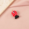 Hand-painted red glass clownfish pendant with gold loop on pink silk and stone - Red & Black Striped Fish Single Loop (4#) / Gold