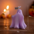 Purple ghost scented candle for Halloween decor on a wooden table, 9cm height size - Slim Purple (Provence Lavender)