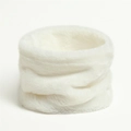 Close-up of soft white faux rabbit fur neck warmer showing plush texture and material - White