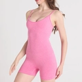Tuta da yoga rosa senza cuciture con spalline sottili e scollo a U per il fitness - S / Rosa Rossa