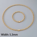 Ensemble collier et bracelet maille jante 5,3mm en acier inoxydable doré avec fermoir - Largeur de Chaîne 5.3mm (Or)